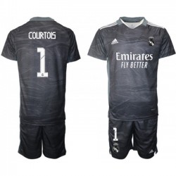 Camisola Real Madrid Guarda-redes Thibaut Courtois 1 Criança Equipamento Primeiro 2021-2022 Manga Curta